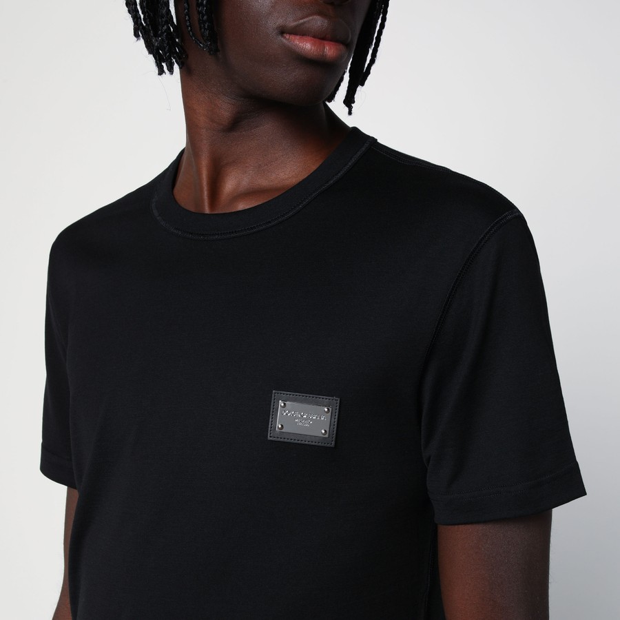 Tシャツ・カットソー DOLCE & GABBANA Men T-shirt Black G8PT1TG7F2I N0000 Cotton T-shirt with branded tag in Black for Men