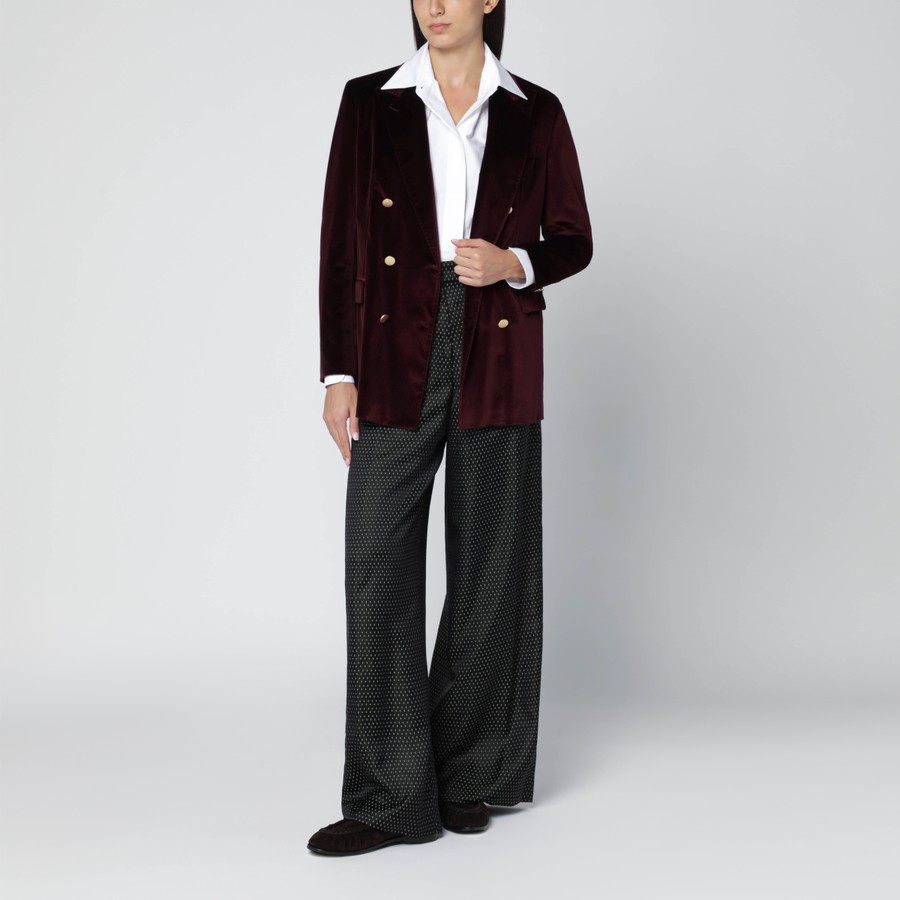Tagliatore Bordeaux velvet double-breasted jacket | TheDoubleF