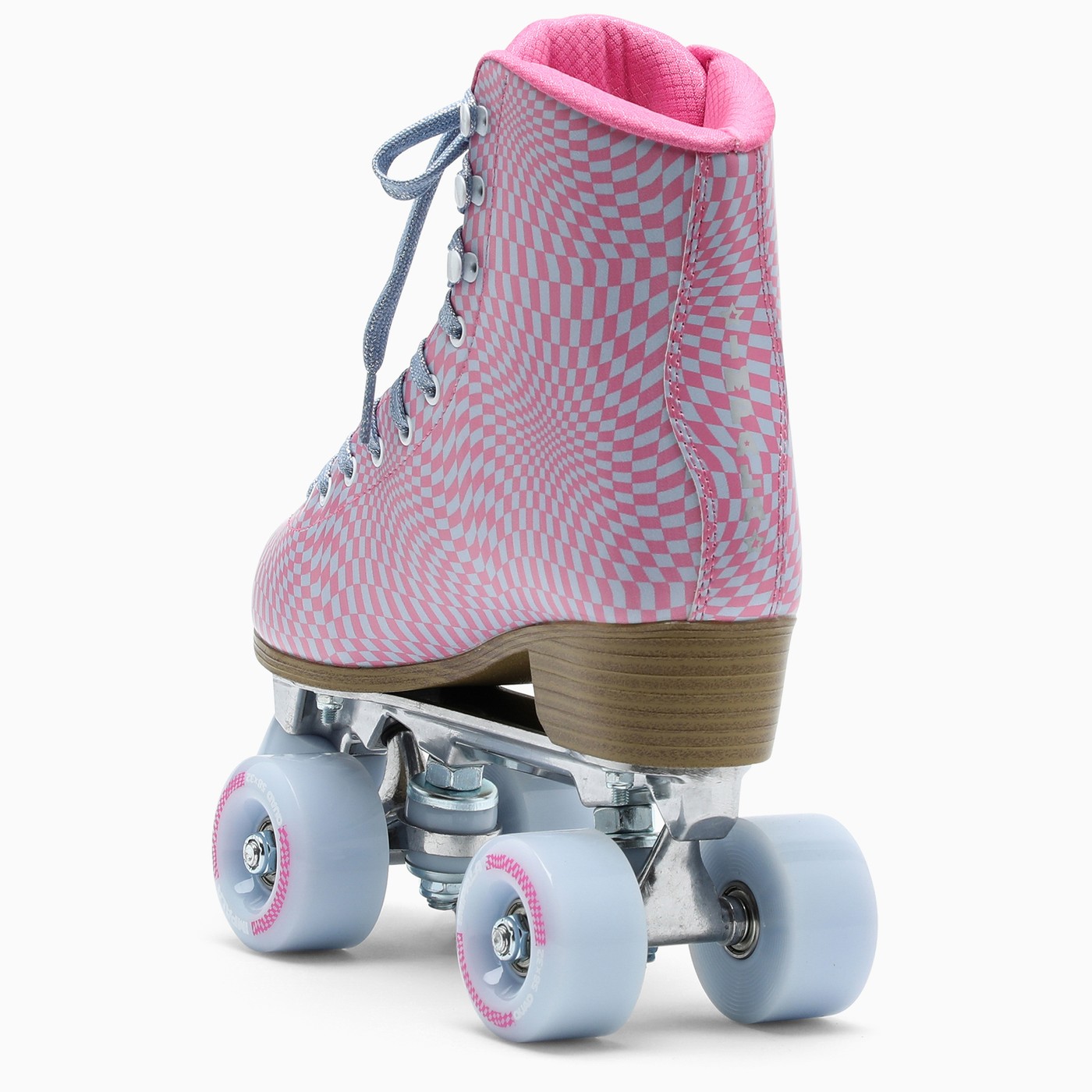 Impala Skate Pink/light blue Wavy Check roller skates TheDoubleF