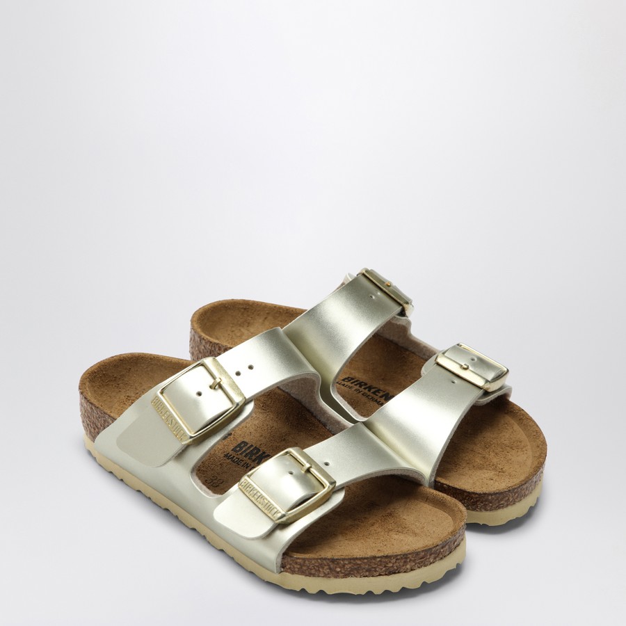 Birkenstock Slide Arizona Birko-Flor metallic gold | TheDoubleF