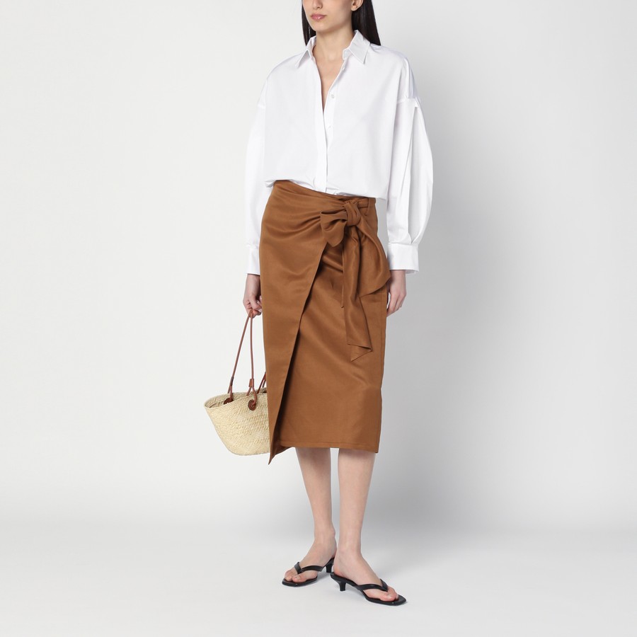 Max Mara Brown skirt in linen and silk twill | TheDoubleF