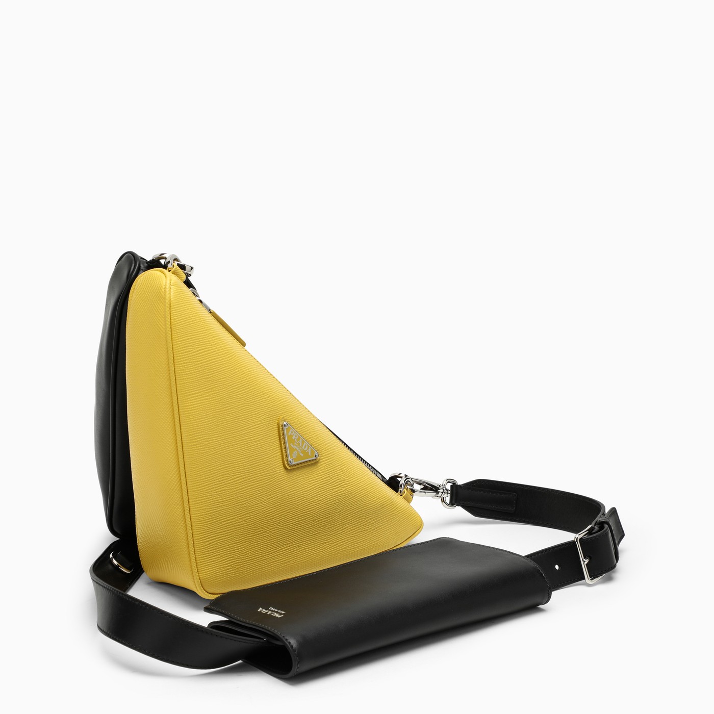 Prada Black and yellow Saffiano messenger bag TheDoubleF