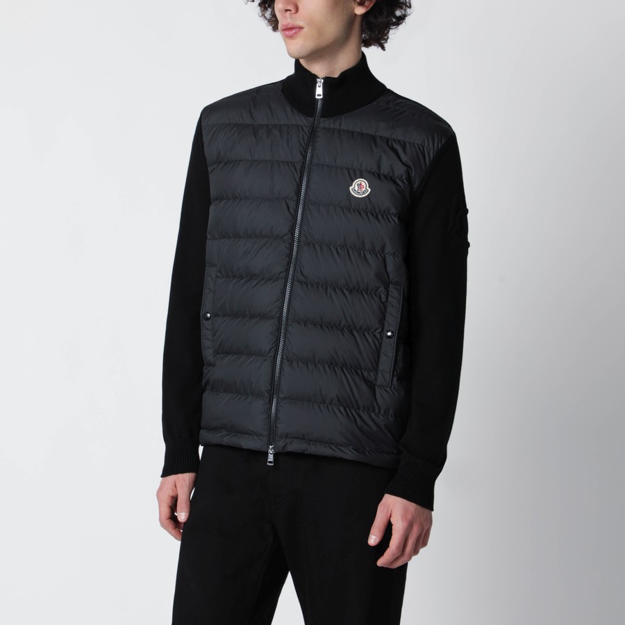 Moncler Black quilted cotton zip-up cardigan | TheDoubleF