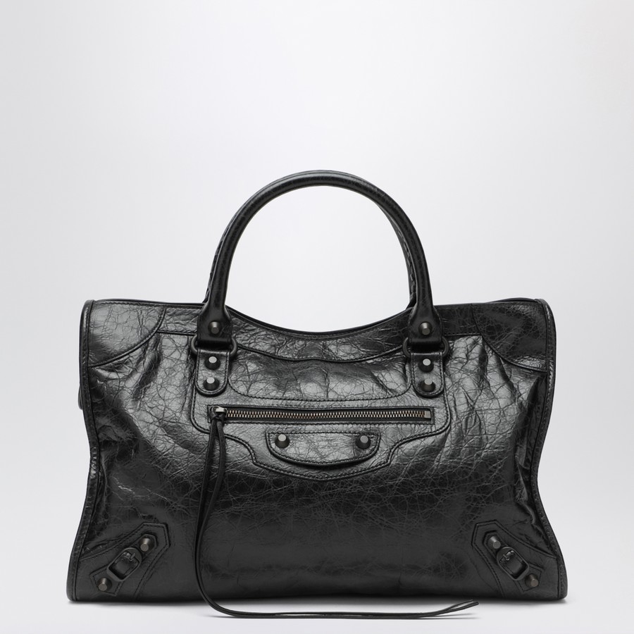 トートバッグ BALENCIAGA LE CITY MEDIUM TOTE BAG BLACK BALENCIAGA Le City medium textured-leather tote | NET-A-PORTER