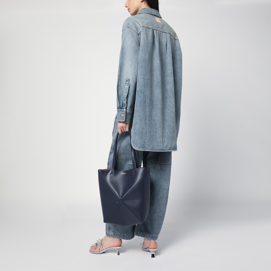 Loewe Medium Tote Bag Puzzle Fold Abyss Blue | TheDoubleF