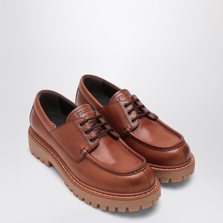 パンプス PRADA LACED MOCCASINS IN COGNAC LEATHER Prada Laced moccasins in cognac leather | TheDoubleF