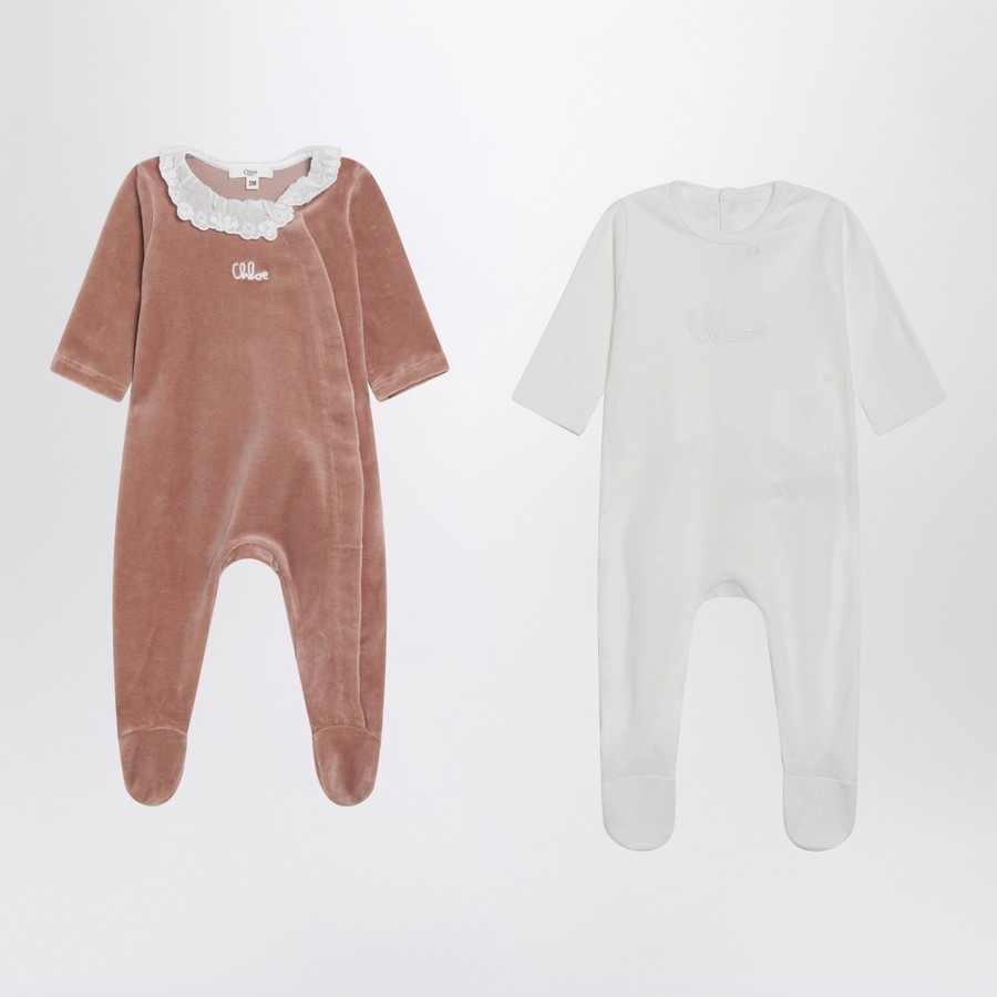 Chloé Lot de pyjamas en coton blanc et beige TheDoubleF