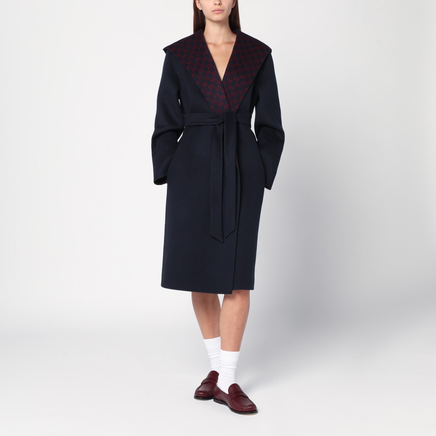 GUCCI Cappotto reversibile blu/rosso con motivo GG TheDoubleF