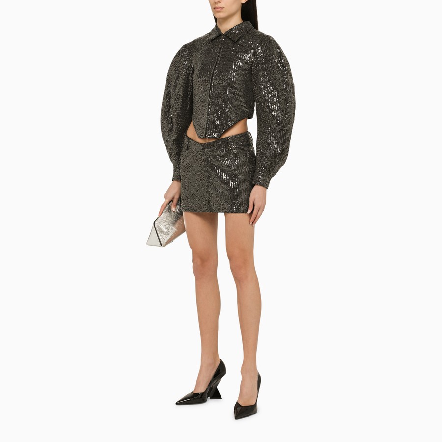 スカート ROTATE Birger Christensen Black miniskirt with micro sequins ROTATE Birger Christensen Black miniskirt with micro sequins