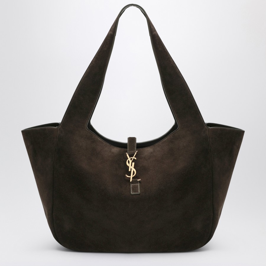 トートバッグ SAINT LAURENT DARK GREEN LEATHER LE 5 A 7 BEA SHOPPING BAG Saint Laurent Le 5 À 7 Bea bag in moss green suede | TheDoubleF