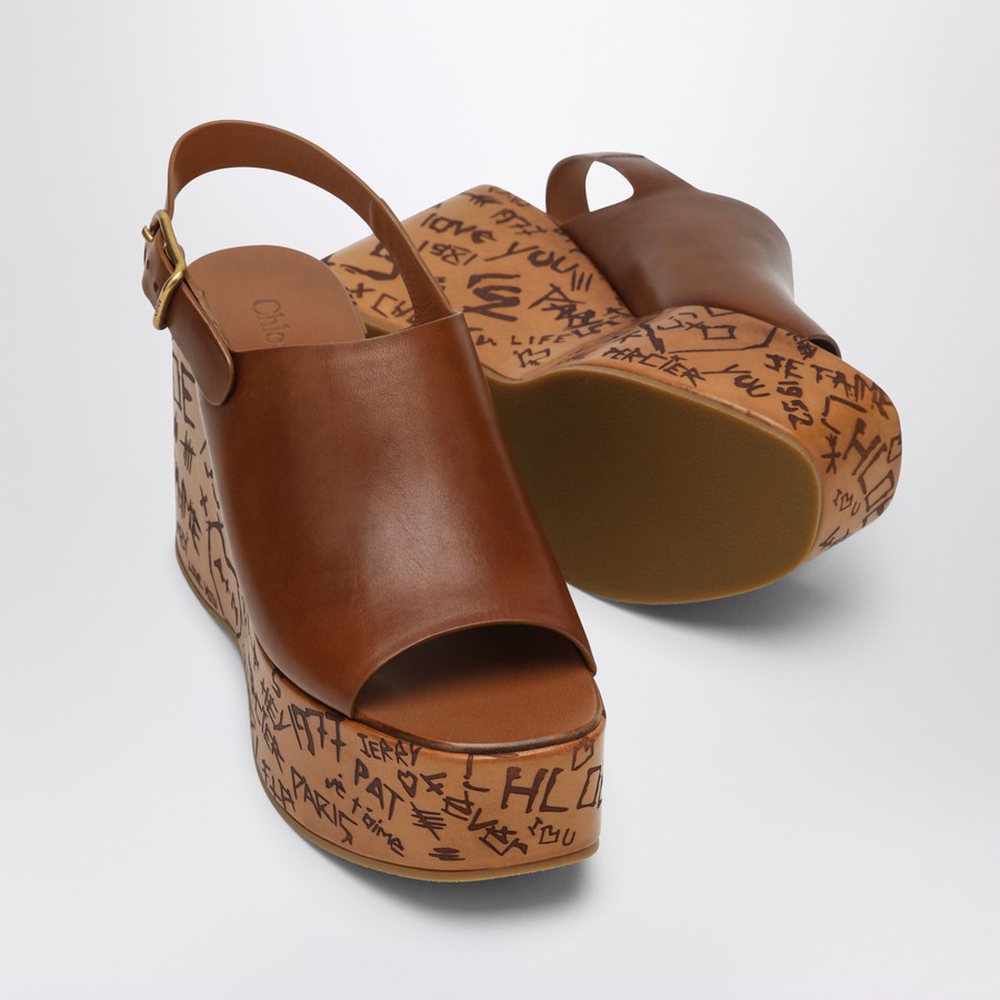 サンダル・ミュール CHLOE Women Sandals CHC25U10GLU 27T Brown Chloé Maxime brown wedge sandal | TheDoubleF