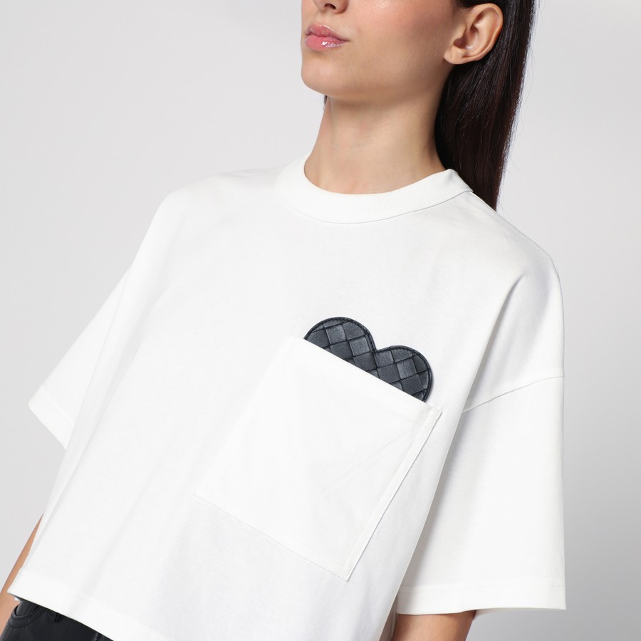 Tシャツ・カットソー BOTTEGA VENETA Woman T-Shirt White 744780VF1U0 9071 Embroidered cotton jersey T-shirt in white - Bottega Veneta