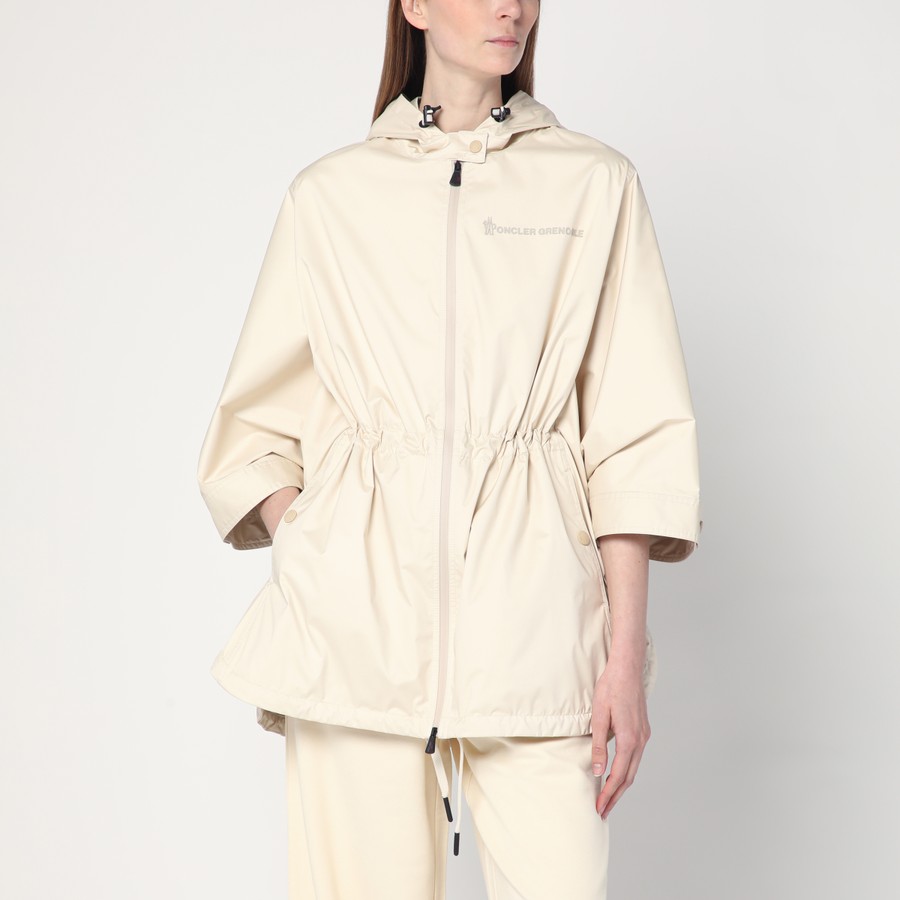 【送料&関税込】Moncler Grenoble vorassay Beige Nylon Cape Moncler Grenoble Vorassy ivory cape in nylon | TheDoubleF