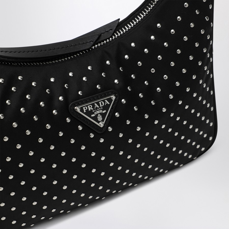 バッグ・カバンその他 Prada Black Re-Edition handbag with studs Black Prada Buckle leather bag with studded belt | PRADA