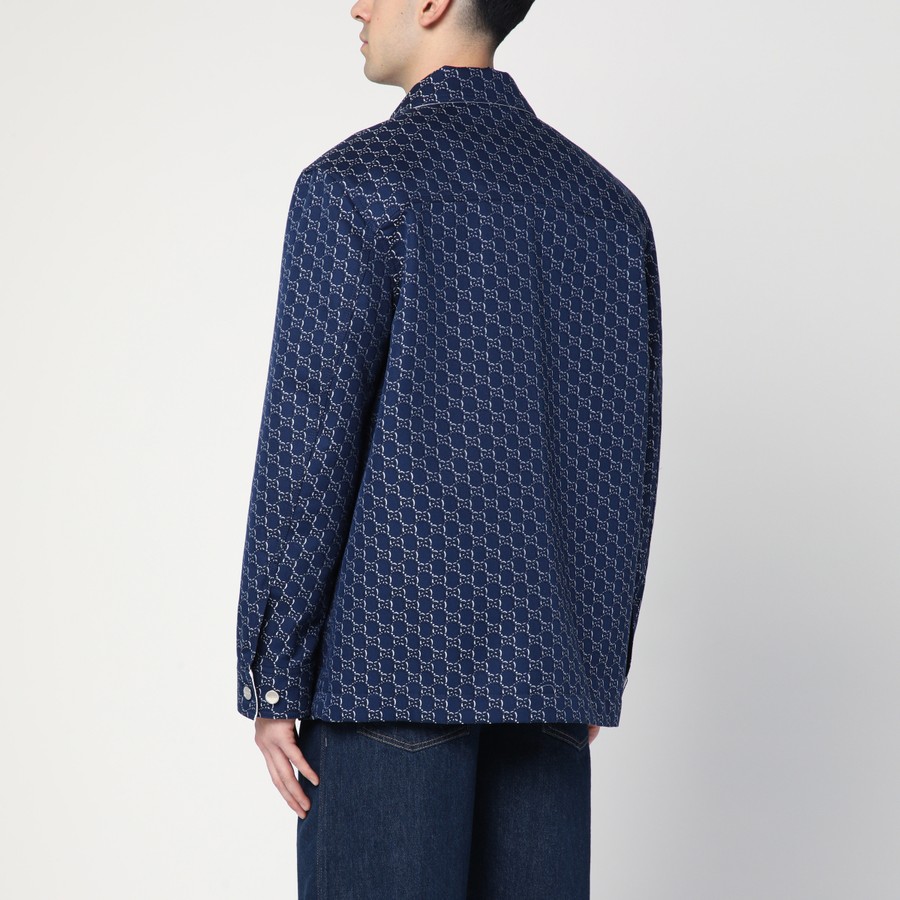 テーラードジャケット GUCCI BLUE/WHITE JACKET WITH GG SHADOW GUCCI Blue/white jacket with GG Shadow | TheDoubleF