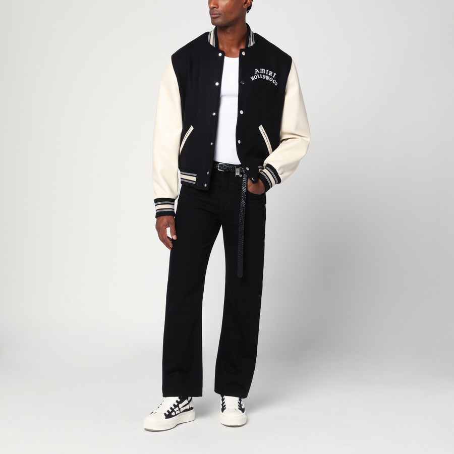 AMIRI Black/ivory wool blend bomber jacket | TheDoubleF