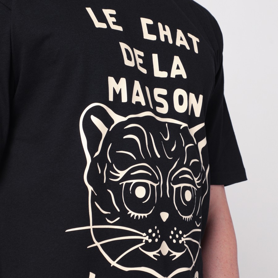 Valentino Black T-shirt with Le Chat de la Maison print