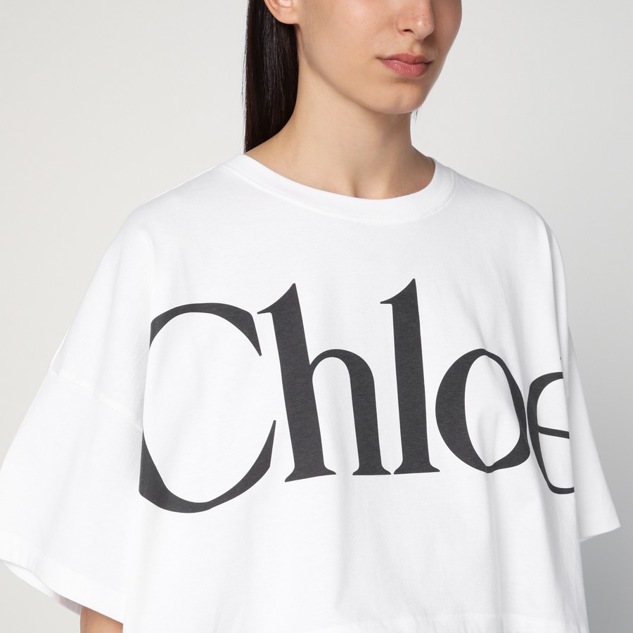 Tシャツ・カットソー Chloe White Boxy T-Shirt With Logo Print Chloé White boxy T-shirt with logo print | TheDoubleF