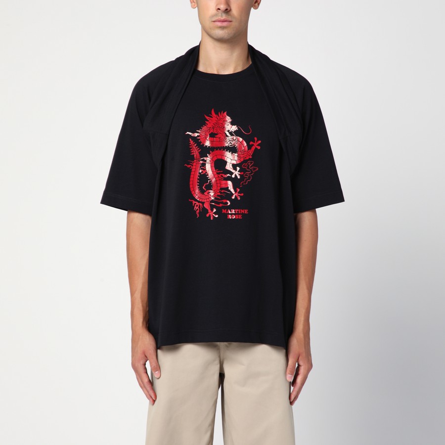 Martine Rose Oversized black T-shirt Celebration with print