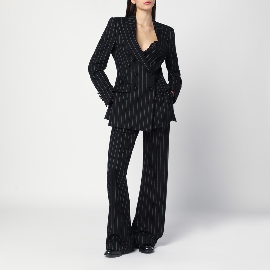 パンツ DOLCE&GABBANA WIDE BLACK PINSTRIPED PANTS Dolce&Gabbana Wide black pinstriped pants | TheDoubleF