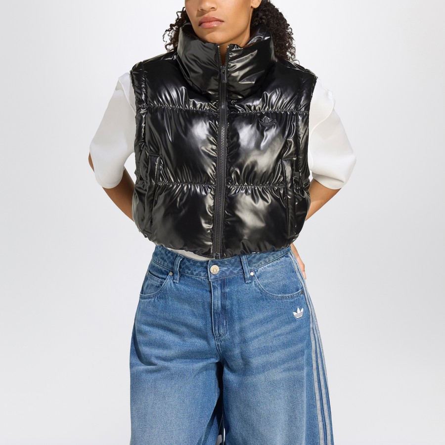 ジャケット adidas Originals Shiny black convertible cropped puffer jack adidas Originals Shiny black convertible cropped puffer