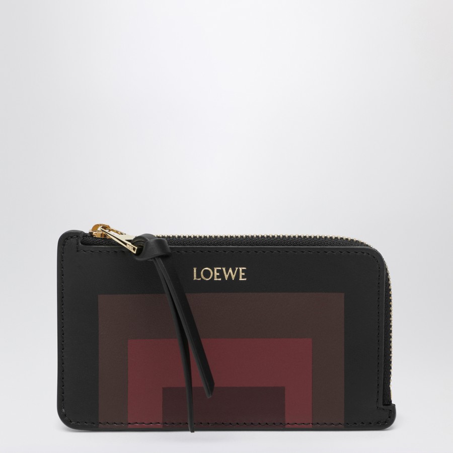 Loewe Cardholder with coin pouch Black/Burgundy | TheDoubleF