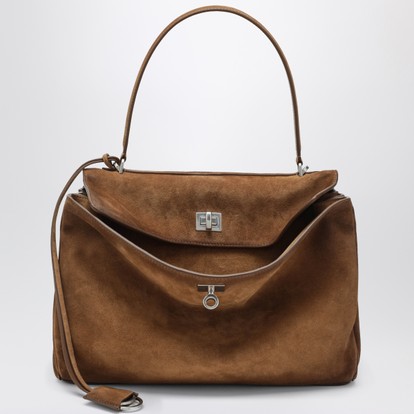 LEMAIRE Scarf bag in black/brown leather | TheDoubleF