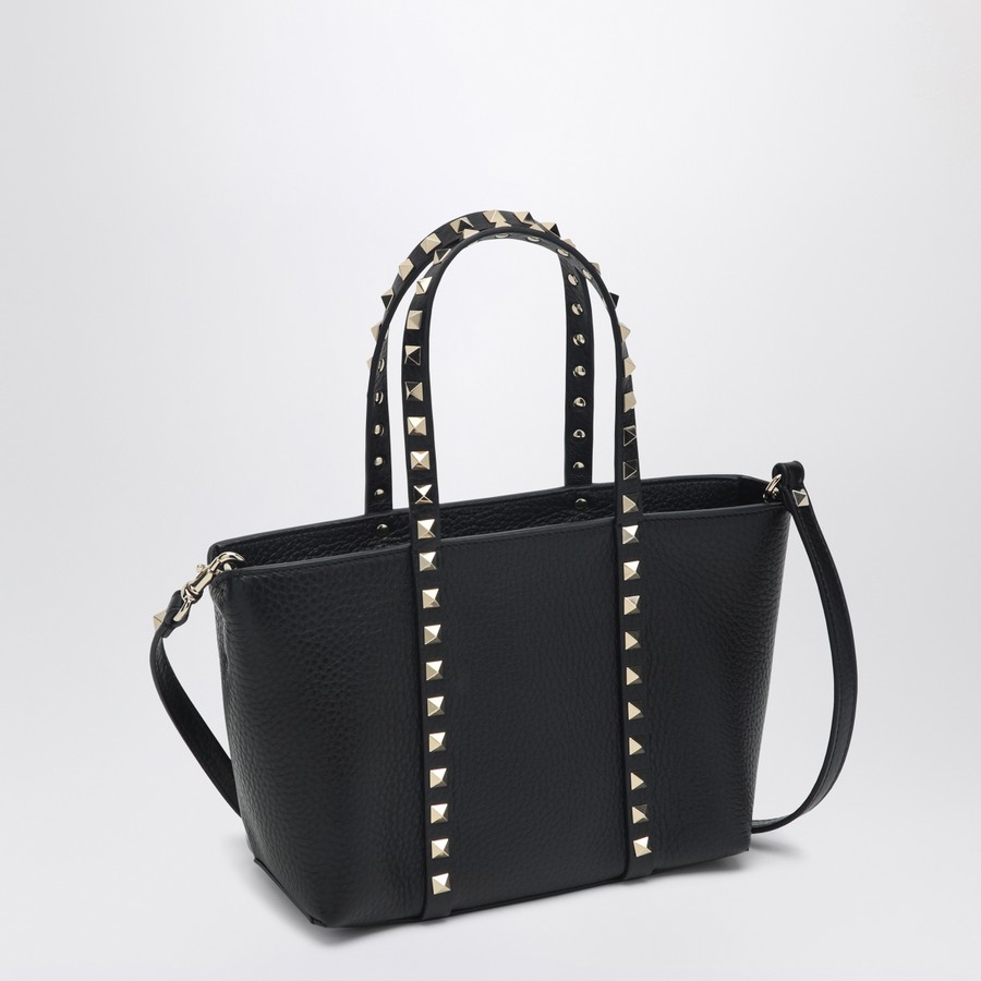 Valentino Garavani Borsa tote mini Rockstud nera in pelle