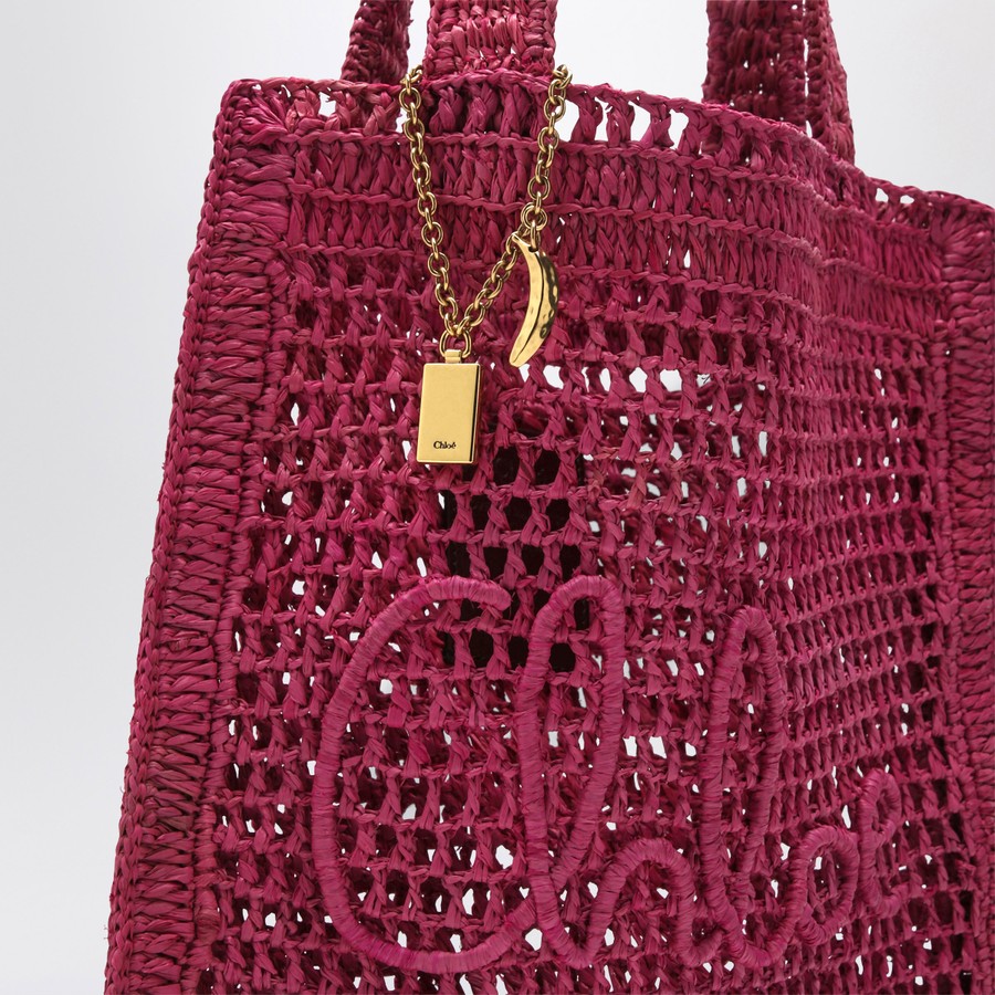 Chloé Tote bag Summer Banana in fuchsia raffia | TheDoubleF