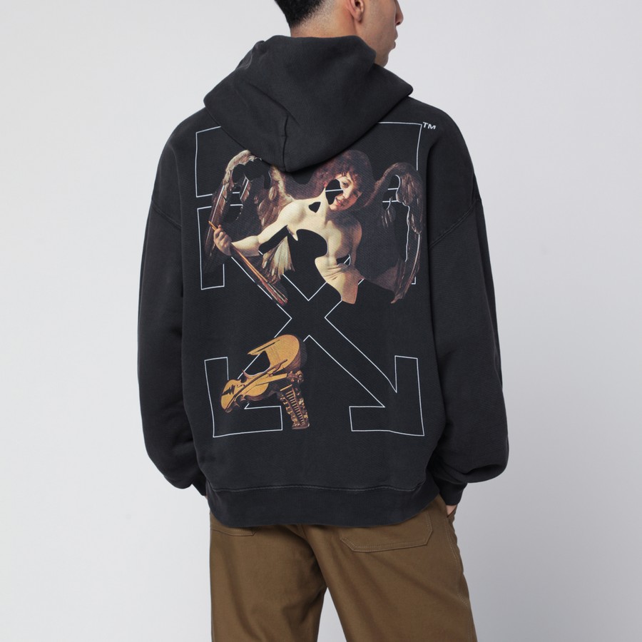Off-White™ Washed black Cupid Arrow Skate Logo hoodie