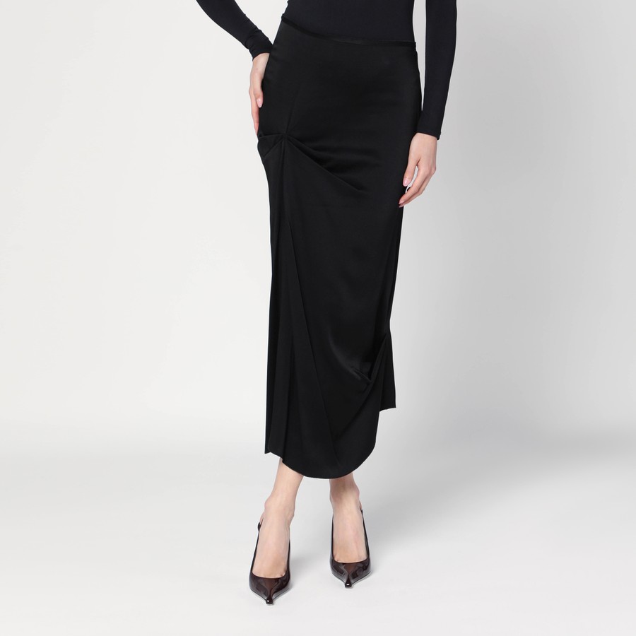 スカート Victoria Beckham Black midi skirt with draping Victoria Beckham Black midi skirt with draping | TheDoubleF