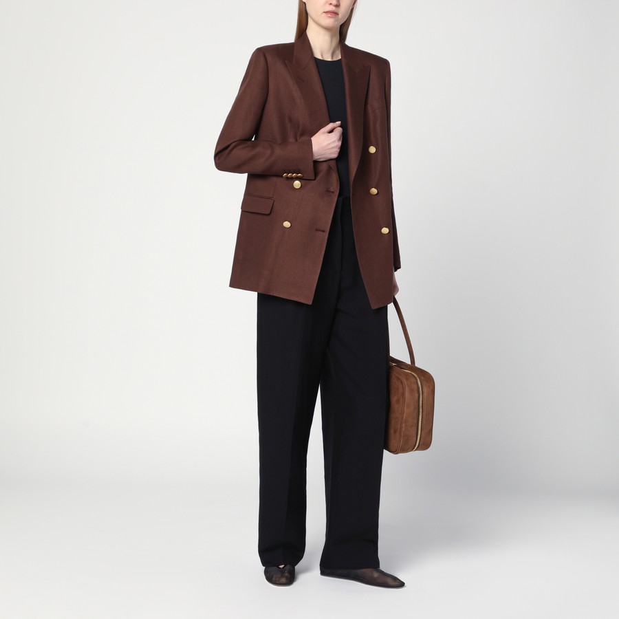 Tagliatore Double-breasted brown jacket in linen | TheDoubleF