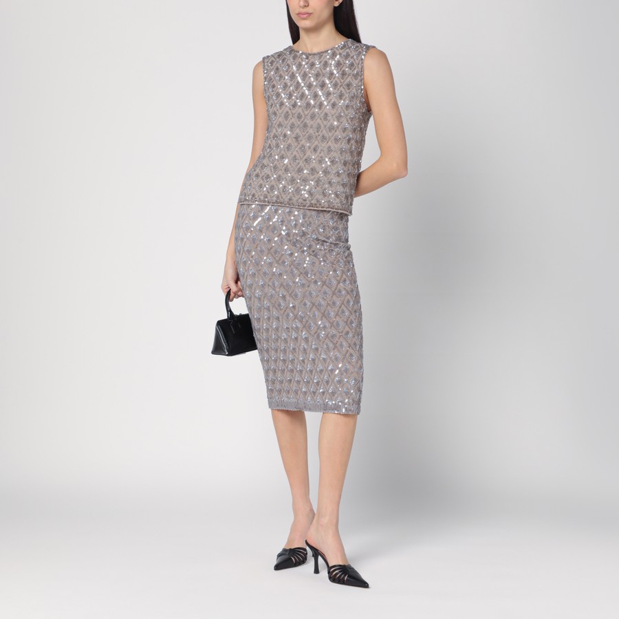 Tシャツ・カットソー PAROSH Women Tops D311669PL 038 GREY P.A.R.O.S.H. Gray tank top with sequins | TheDoubleF