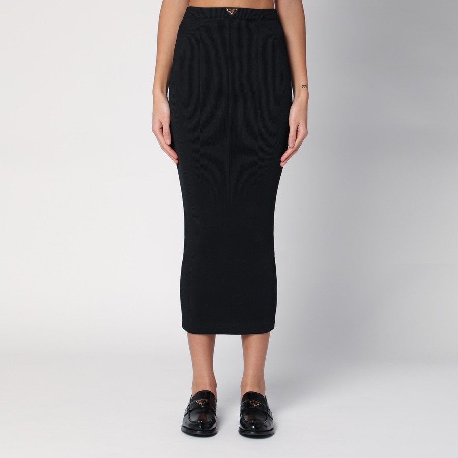 スカート PRADA Woman Skirt Black 3113916S9 F0002 Prada Black ribbed jersey skirt | TheDoubleF