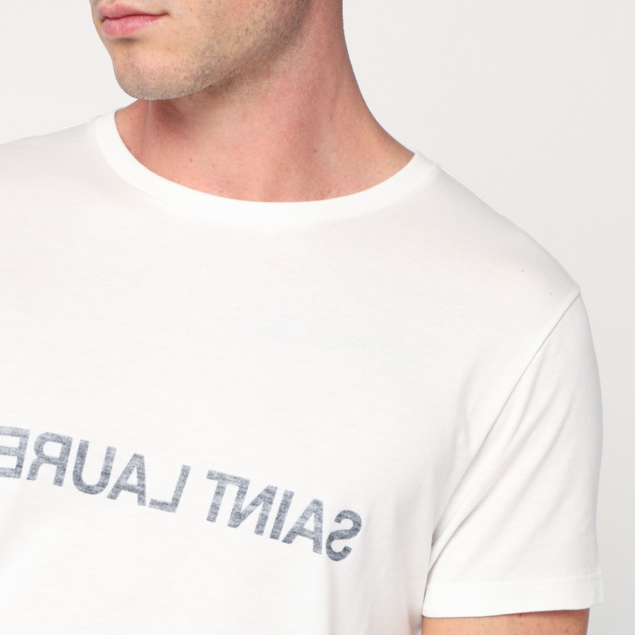 Saint Laurent White cotton crew-neck T-shirt | TheDoubleF