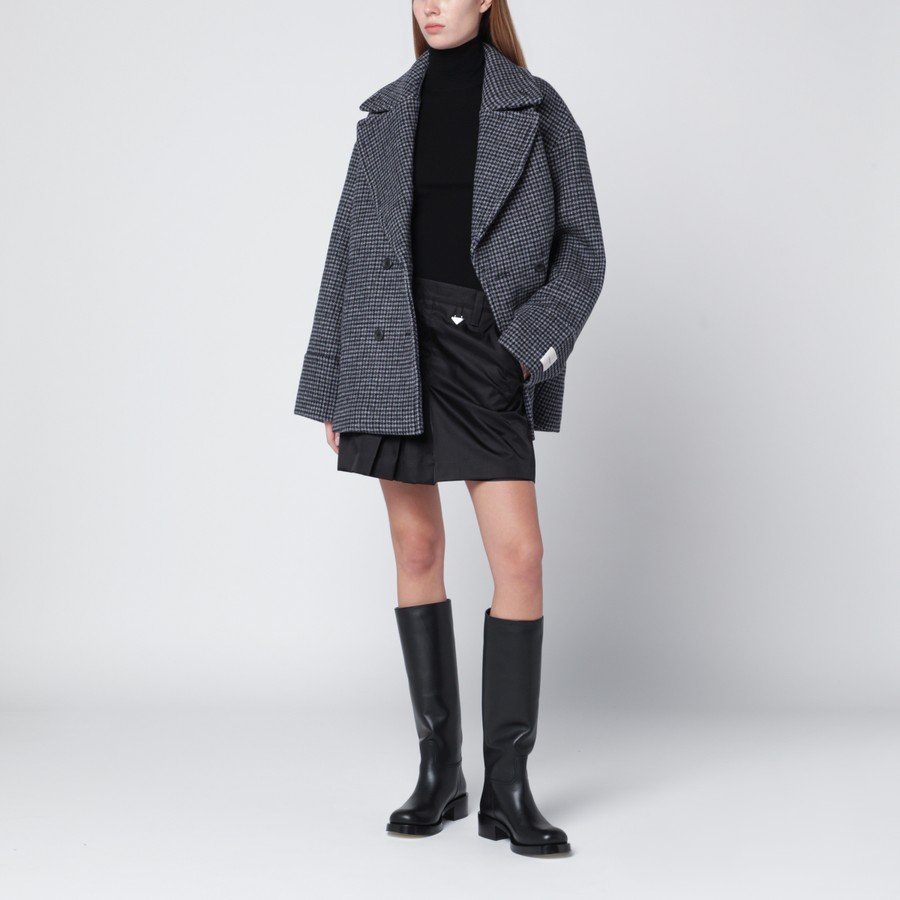 Calvin Klein Grauer doppelreihiger Mantel mit Hahnentrittmuster