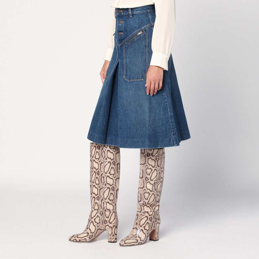 【関税&送料込】Chloe Knee-Length Skirt In Washed Blue Denim Chloé Knee-length skirt in washed blue denim | TheDoubleF