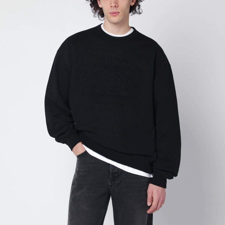 GUCCI Black brushed cotton jersey sweatshirt | TheDoubleF