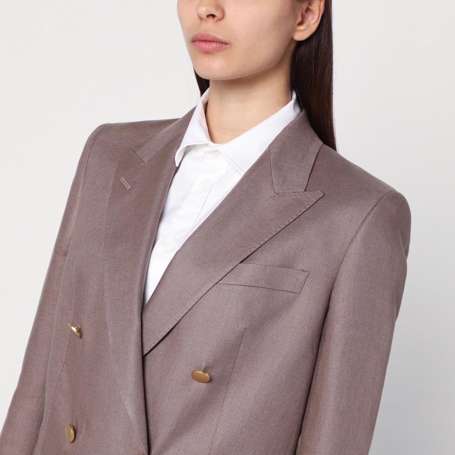 Tagliatore Brown double-breasted linen jacket | TheDoubleF