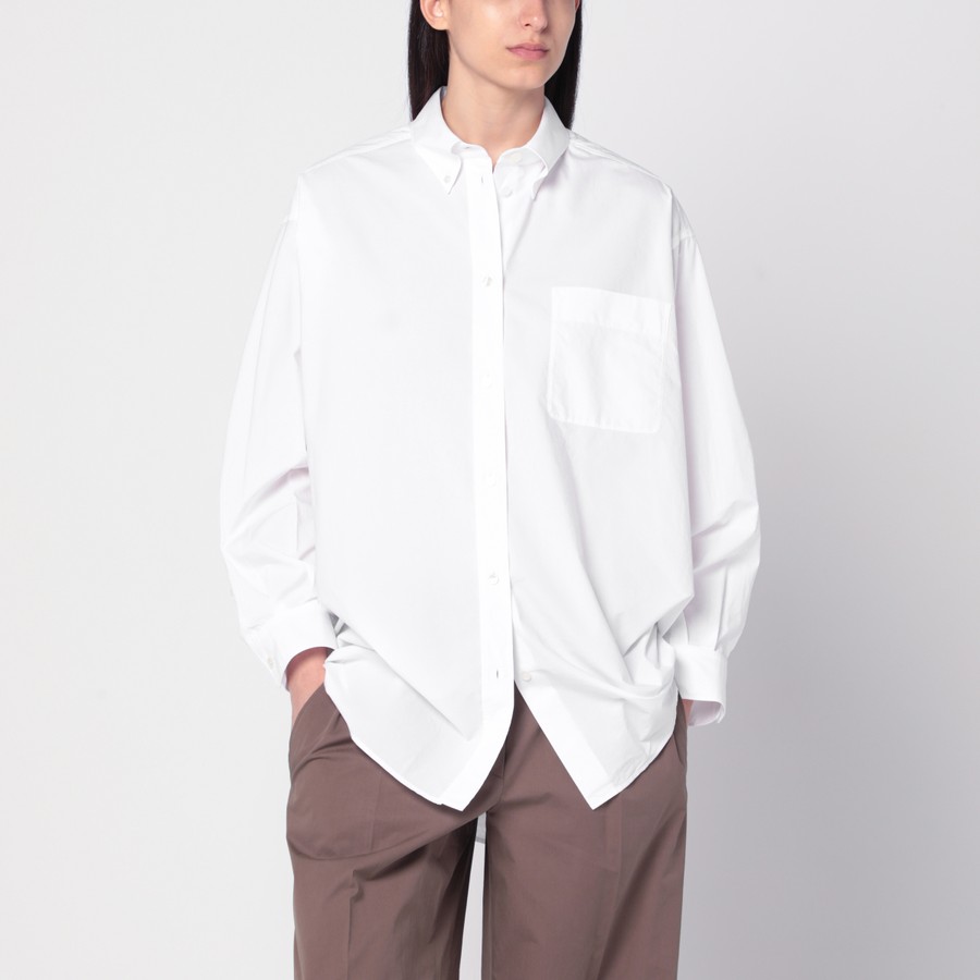 Tシャツ・カットソー The Row SS25 'Victoria' shirt (9067W2567 WHT) The Row Oversized white Victoria shirt | TheDoubleF