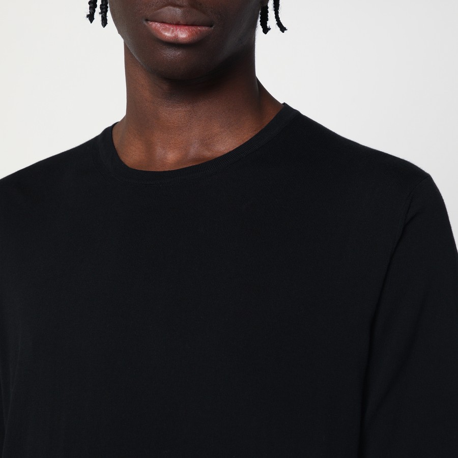 Tシャツ・カットソー ROBERTO COLLINA Men T Shirts RB10121RB10 Black Roberto Collina Black ribbed cotton T-shirt | TheDoubleF