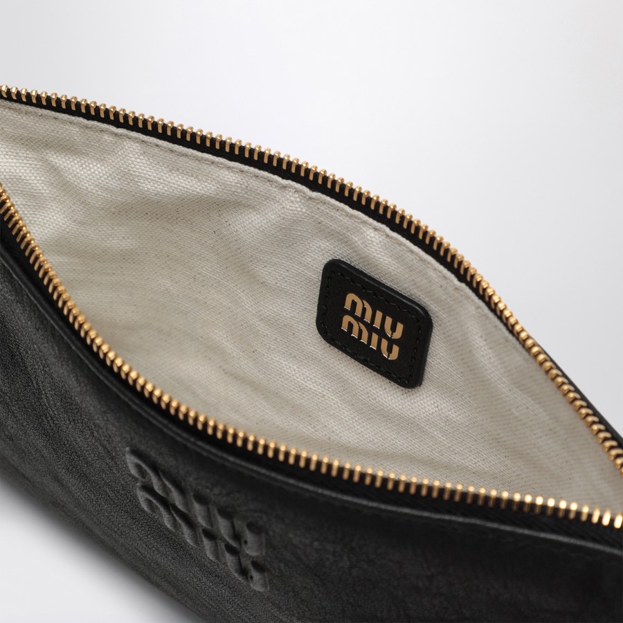 【MiuMiu】Mini pouch black in nappa MIU MIU Nappa Mini Pouch Black 1630615 | FASHIONPHILE