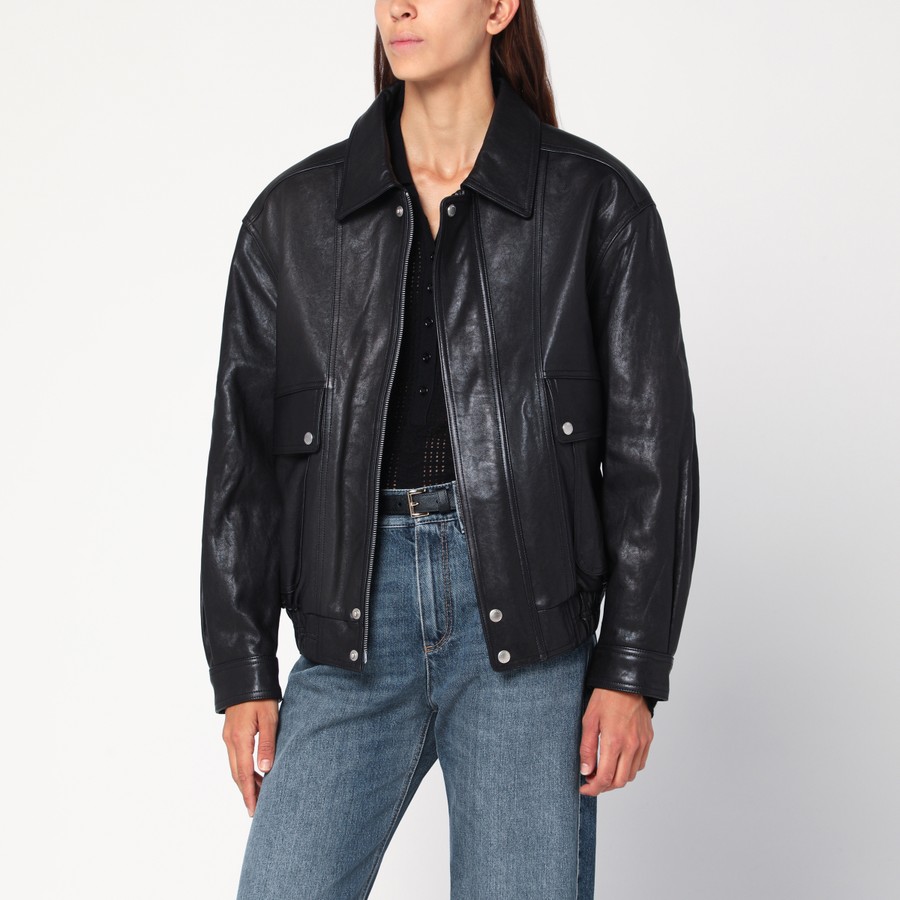 Dunst Black leather bomber jacket TheDoubleF