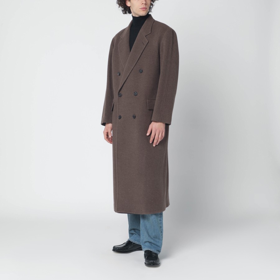 AURALEE DOUBLE BREASTED COAT サイズ3 Auralee Brown double-breasted wool coat | TheDoubleF
