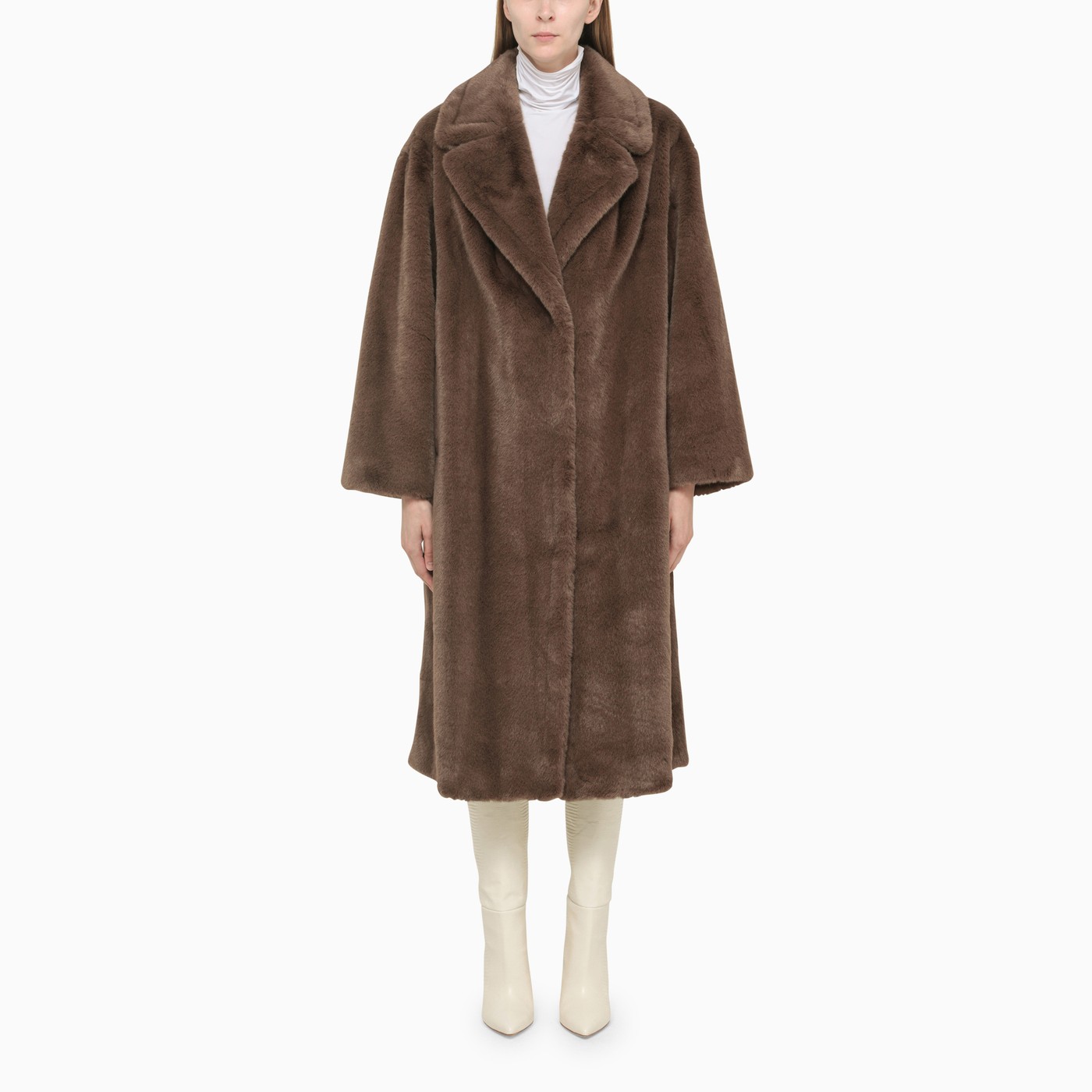 STAND STUDIO Chocolatecoloured faux fur coat TheDoubleF