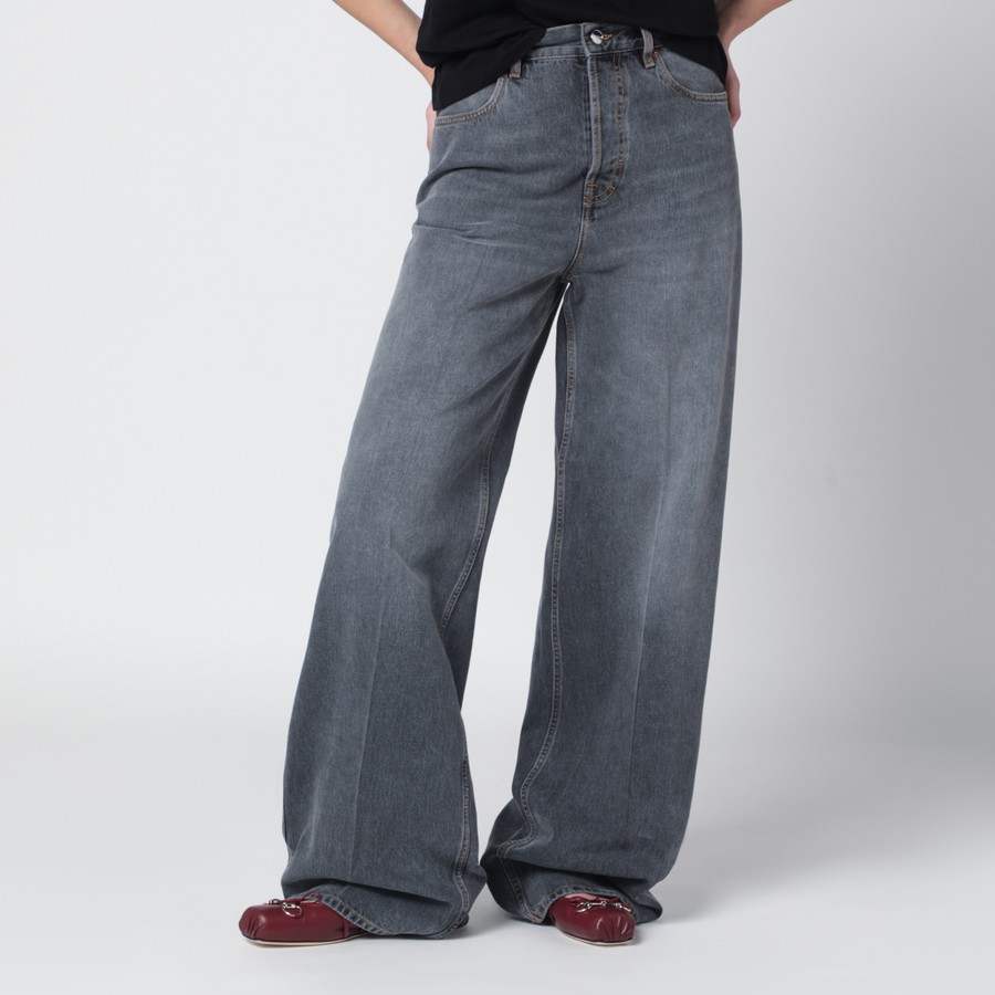 GUCCI Grey stone-washed wide-leg jeans | TheDoubleF