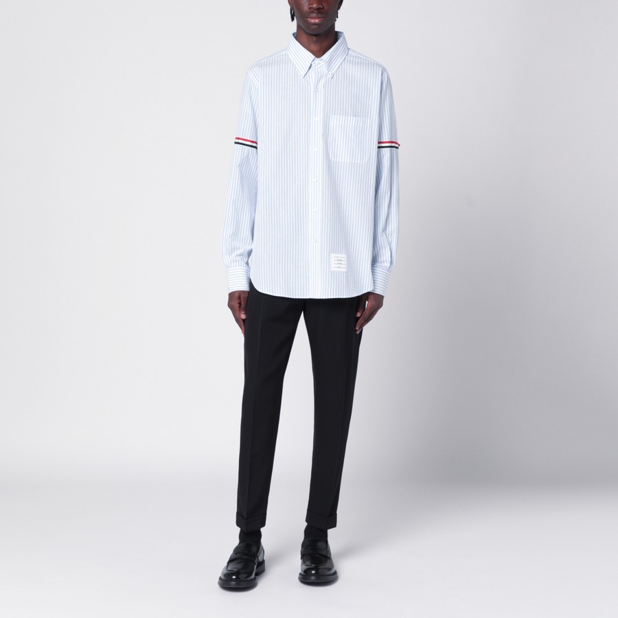 Tシャツ・カットソー THOM BROWNE SS25 Striped shirt (MWL301OF0810 035) Thom Browne White/blue striped button-down shirt | TheDoubleF