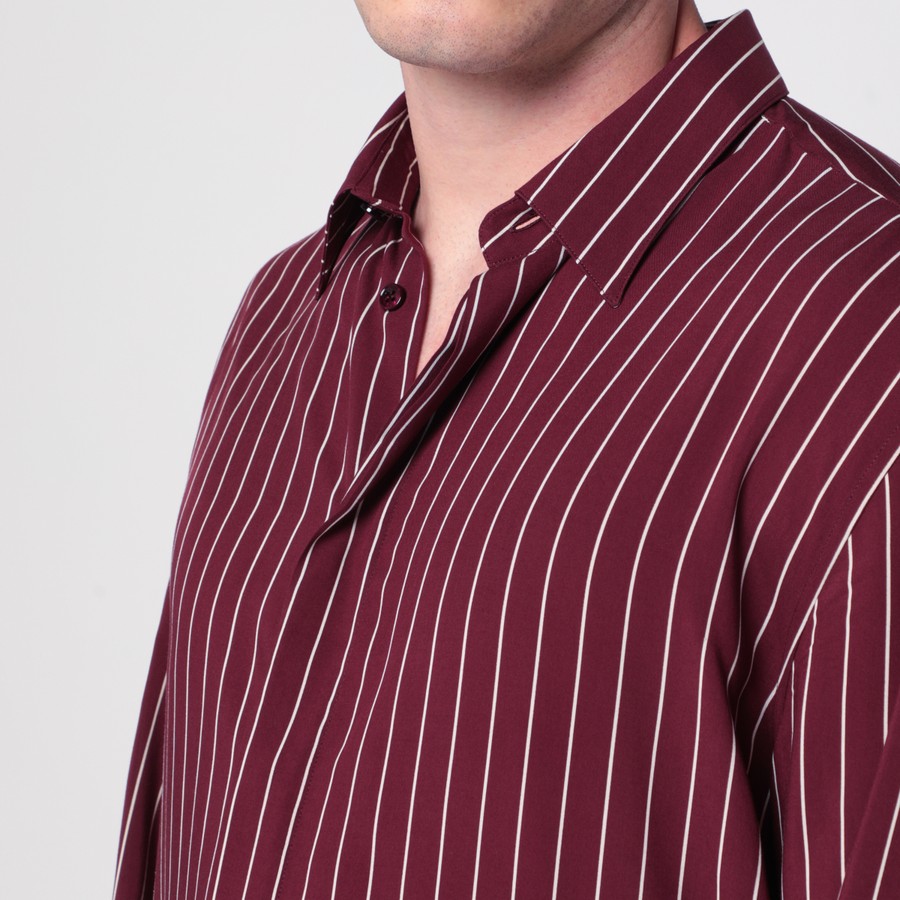 Saint Laurent Striped burgundy shirt | TheDoubleF