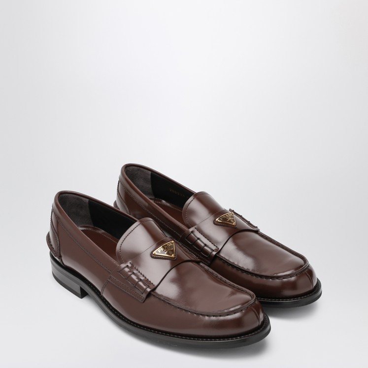 PRADA BRUSHED LEATHER LOAFERS SS25【新作】 Black Brushed leather loafers | PRADA