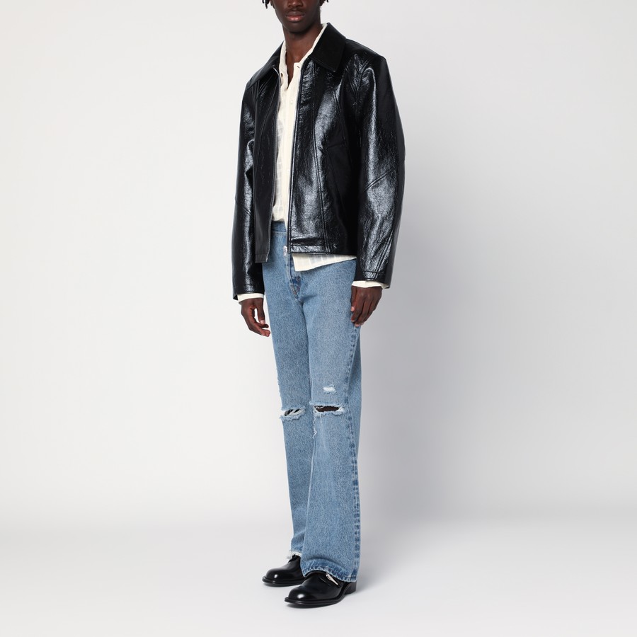 Séfr Shiny black zip-up jacket in eco-leather | TheDoubleF